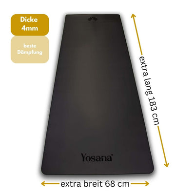 Yogamatte Studioline Ultra-Grip "Schwarz" inkl. Tragegurt - YOSANA