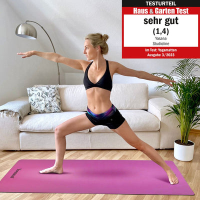 Yogamatte Studioline Ultra-Grip "Flieder" inkl. Tragegurt - YOSANA