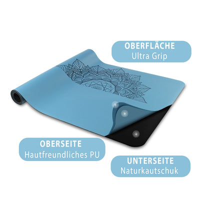 Yogamatte Studioline Ultra-Grip "Himmelblau" inkl. Tragegurt - YOSANA
