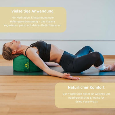 Yogakissen rund, Meditationskissen 35x17cm, Sitzkissen, Farbe Moosgrün - YOSANA