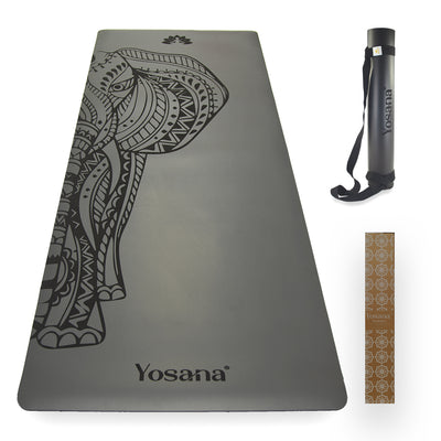 Yogamatte Studioline Ultra-Grip "Grau Elefant" inkl. Tragegurt - YOSANA