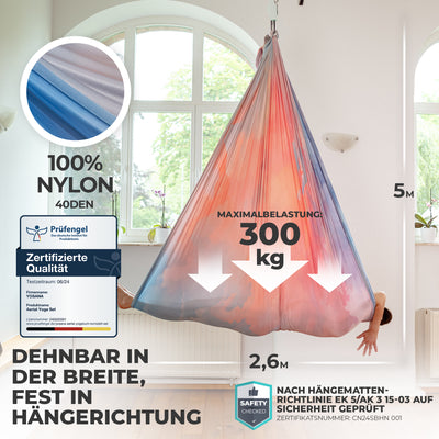 Aerial Yoga Hängematte (Komplettset) - Farbe Colorful Clouds - YOSANA