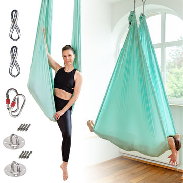 Aerial Yoga Hängematte (Komplettset) - Farbe Mintgrün - YOSANA