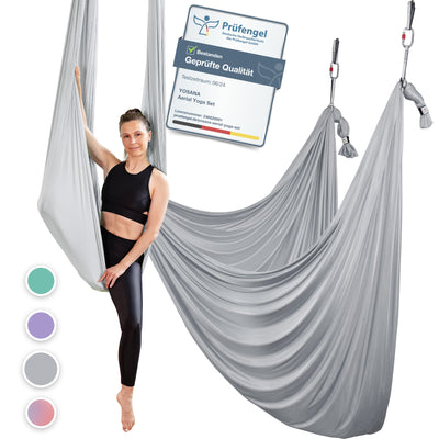 Aerial Yoga Hängematte (6er Pack) - Silbergrau - YOSANA