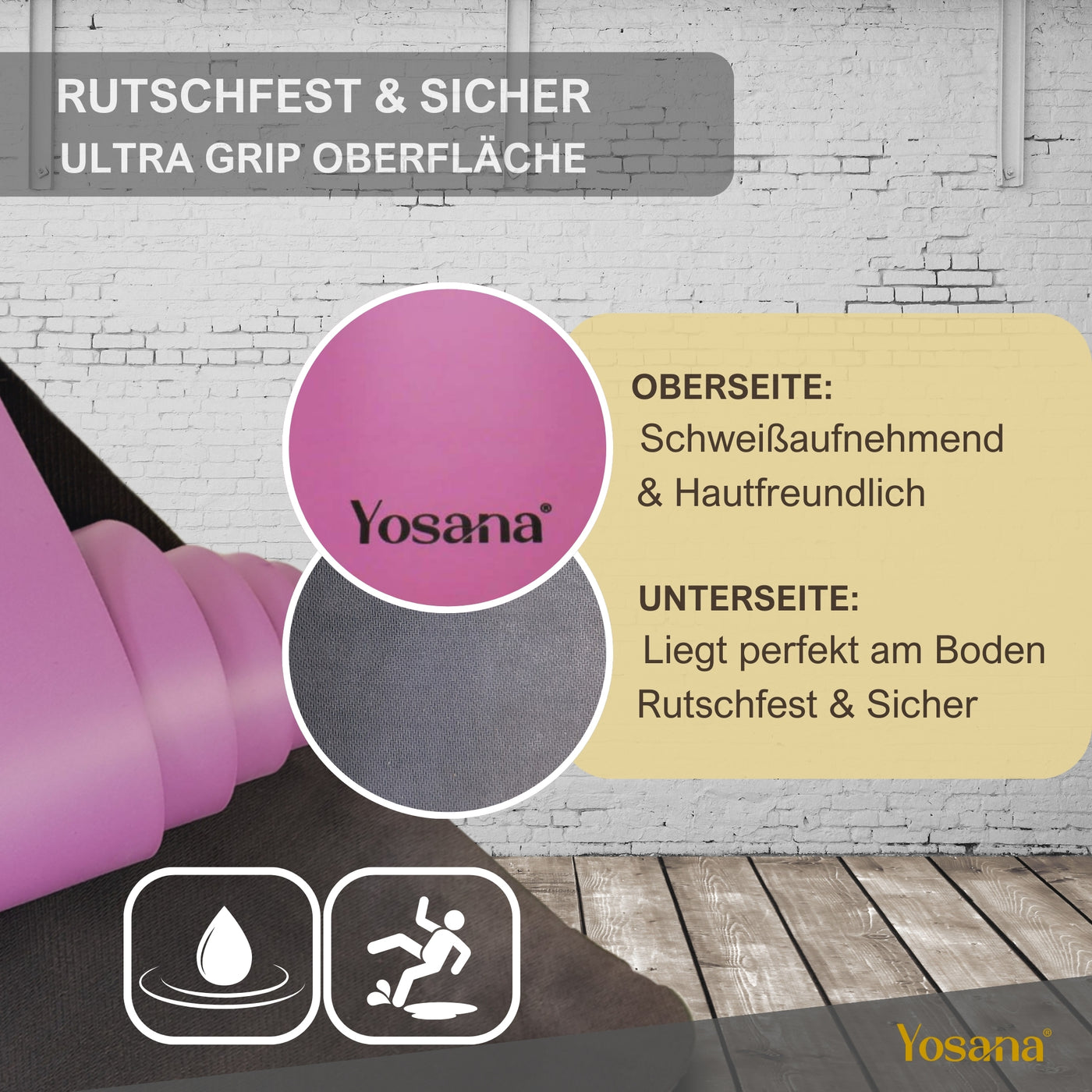 Yogamatte Studioline Ultra-Grip "Flieder" inkl. Tragegurt