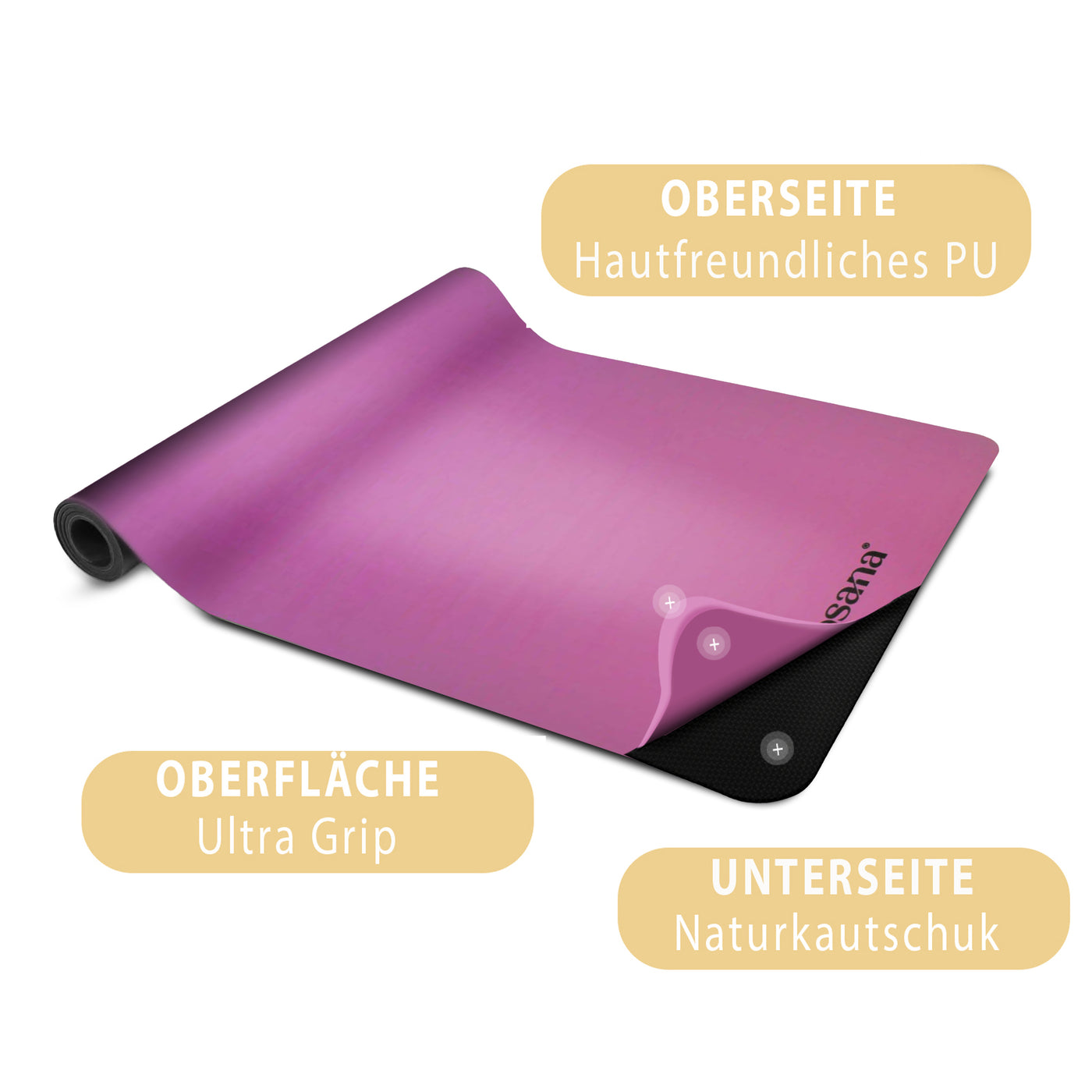 Yoga Aktionsset 4-teilig, Studioline Ultragrip "Flieder" - YOSANA