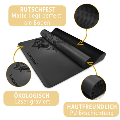 Yogamatte Studioline Ultra-Grip "Black Lion" inkl. Tragegurt