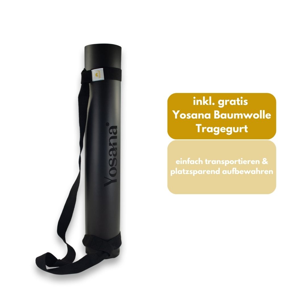 Yogamatte Studioline Ultra-Grip "Schwarz" inkl. Tragegurt - YOSANA