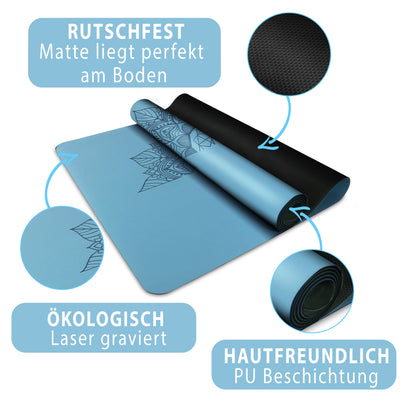 Yogamatte Studioline Ultra-Grip "Himmelblau" inkl. Tragegurt