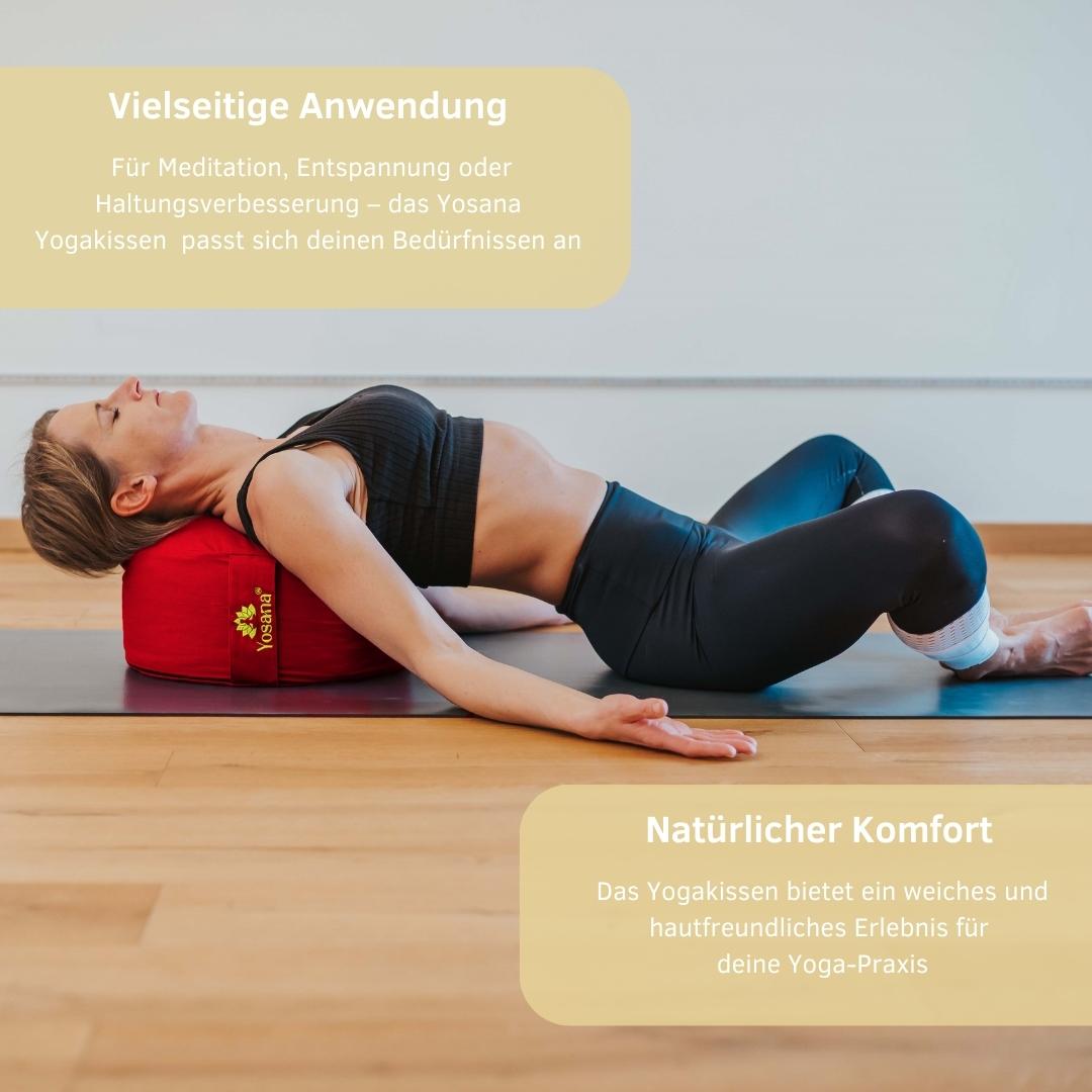 Yogakissen rund, Meditationskissen 35x17cm, Sitzkissen, Farbe Burgunder Rot