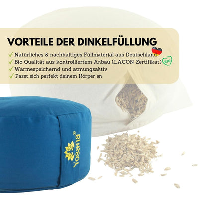 Yogakissen rund, Meditationskissen 35x17cm, Sitzkissen, Farbe Türkis