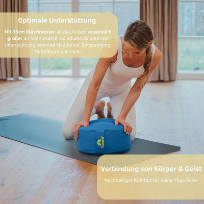 Yogakissen rund, Meditationskissen 35x17cm, Sitzkissen, Farbe Türkis