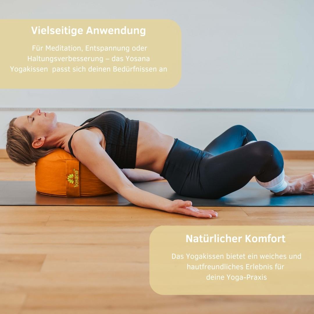 Yogakissen rund, Meditationskissen 35x17cm, Sitzkissen, Farbe Orange