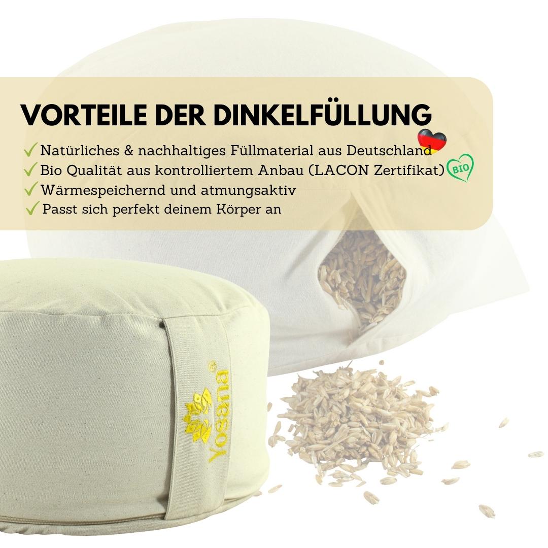 Yogakissen rund, Meditationskissen 35x17cm, Sitzkissen, Farbe Baumwolle-Natur