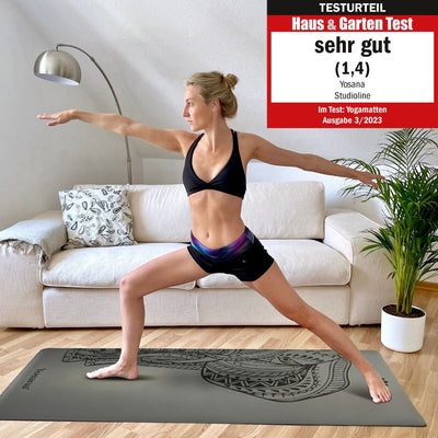 Yogamatte Studioline Ultra-Grip "Grau Elefant" inkl. Tragegurt