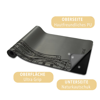 Yogamatte Studioline Ultra-Grip "Grau Elefant" inkl. Tragegurt - YOSANA