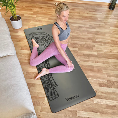 Yogamatte Studioline Ultra-Grip "Grau Elefant" inkl. Tragegurt - YOSANA