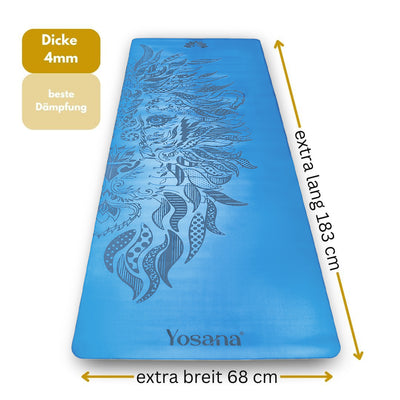 Yogamatte Studioline Ultra-Grip "Blue Lion" inkl. Tragegurt