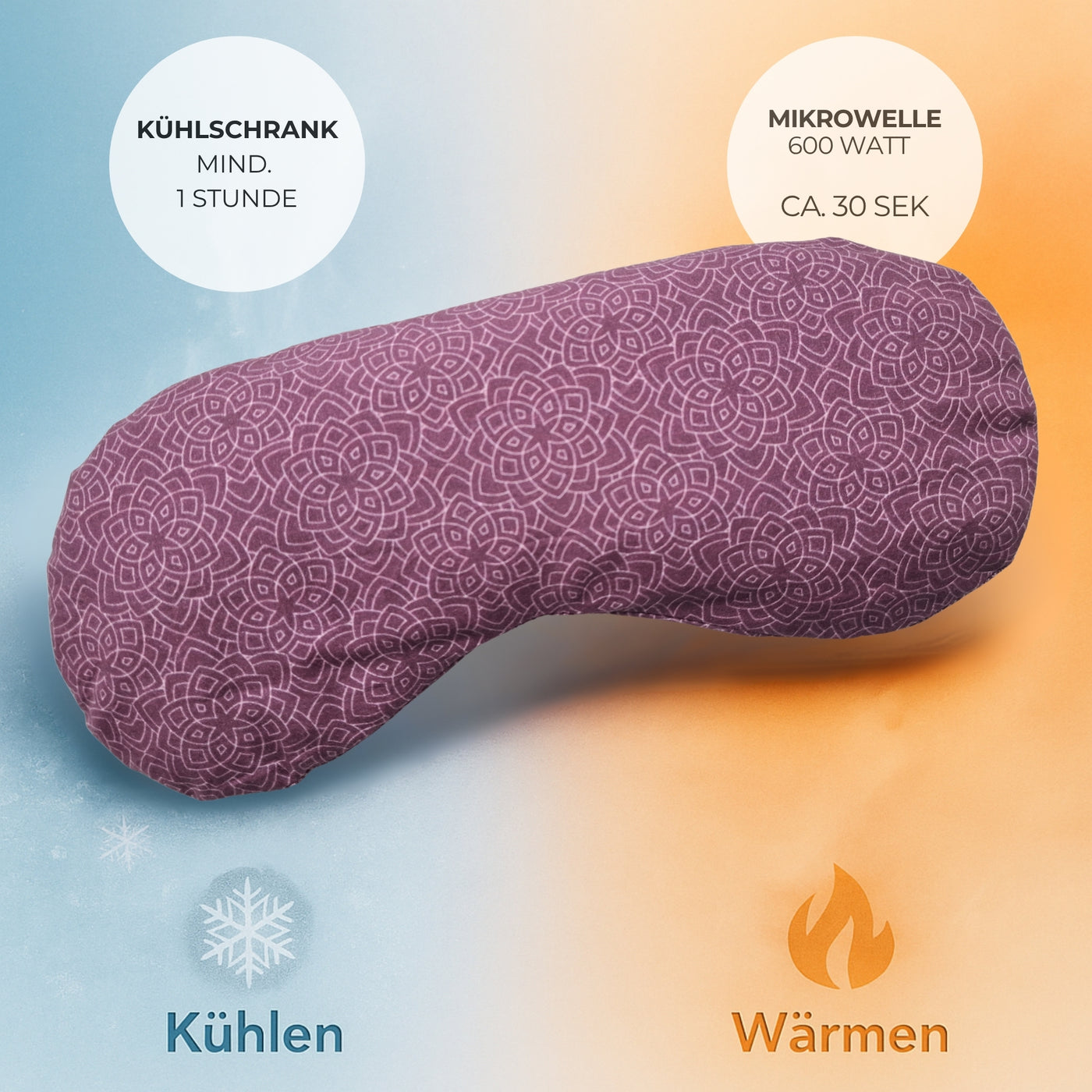 Yoga Augenkissen mit Leinsamen & Lavendel Füllung - Farbe Aubergine - YOSANA