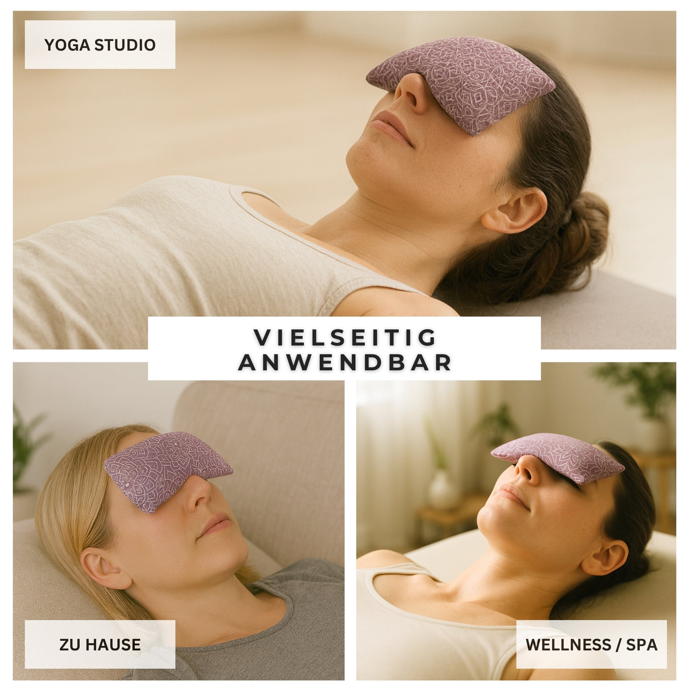 Yoga Augenkissen mit Leinsamen & Lavendel Füllung - Farbe Aubergine - YOSANA