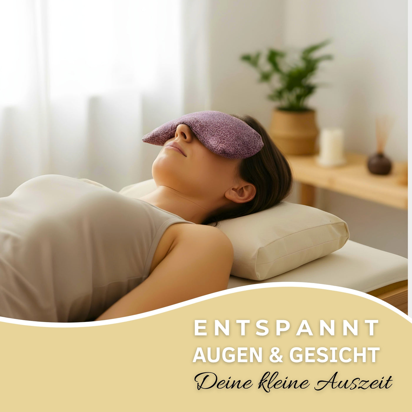 Yoga Augenkissen mit Leinsamen & Lavendel Füllung - Farbe Aubergine - YOSANA