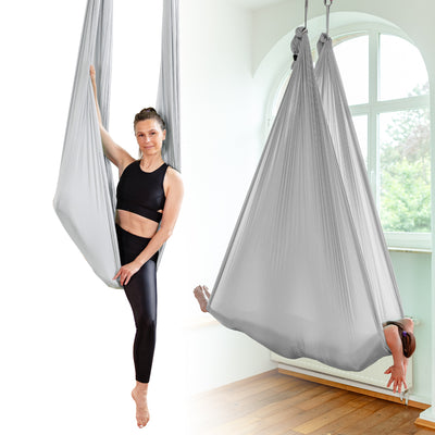 Aerial Yoga Hängematte (Komplettset) - Farbe Silbergrau - YOSANA