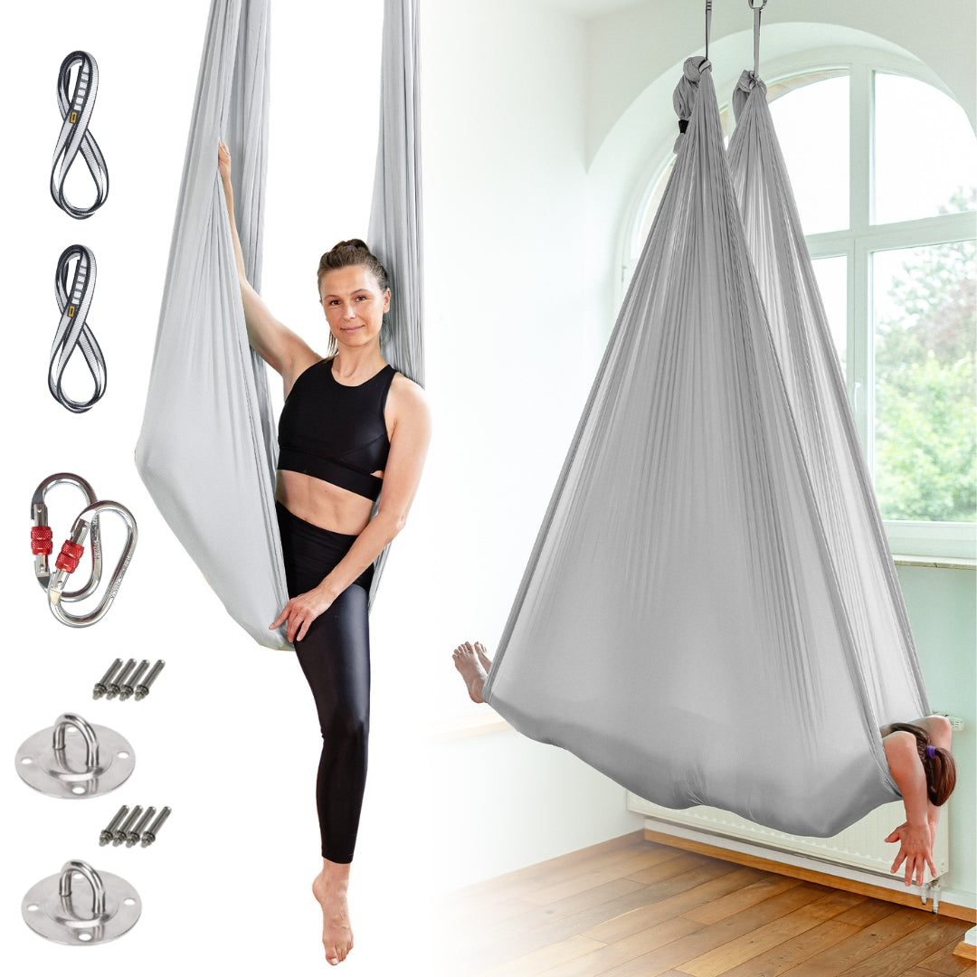 Aerial Yoga Hängematten Komplettset (Silbergrau)
