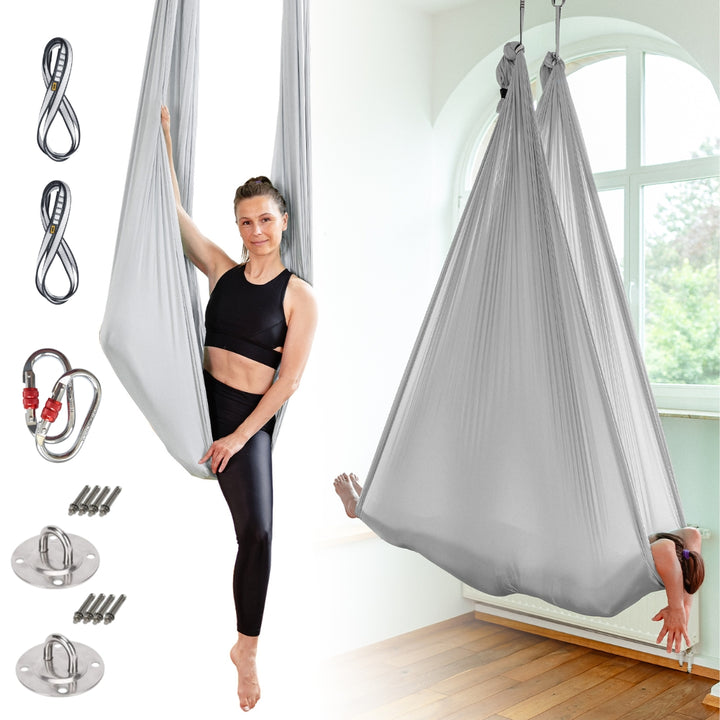 Aerial Yoga Hängematten Komplettset (Silbergrau)