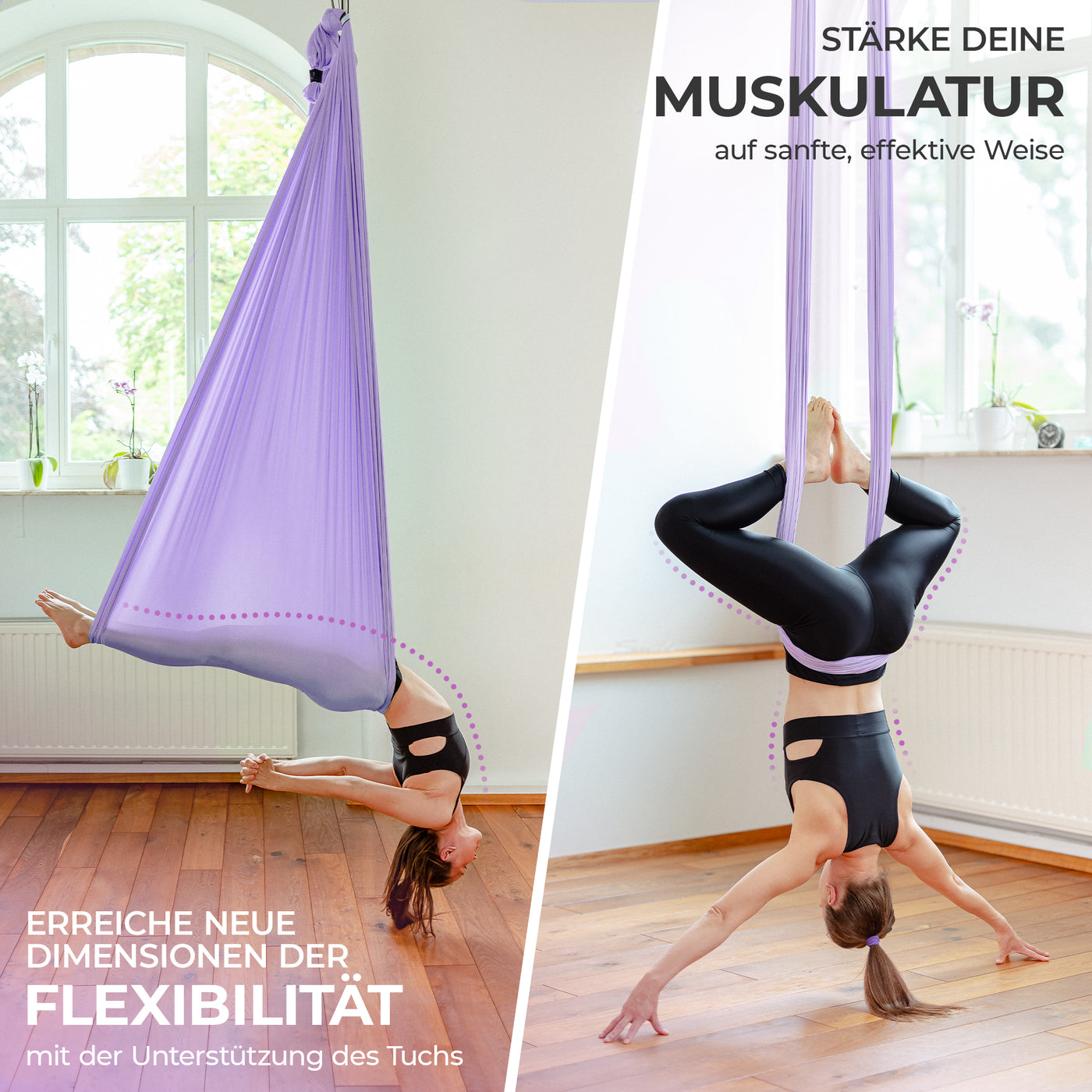 Aerial Yoga Tuch 6er Pack - Flieder - YOSANA