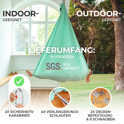 Aerial Yoga Hängematte (6er Pack) - Mintgrün - YOSANA