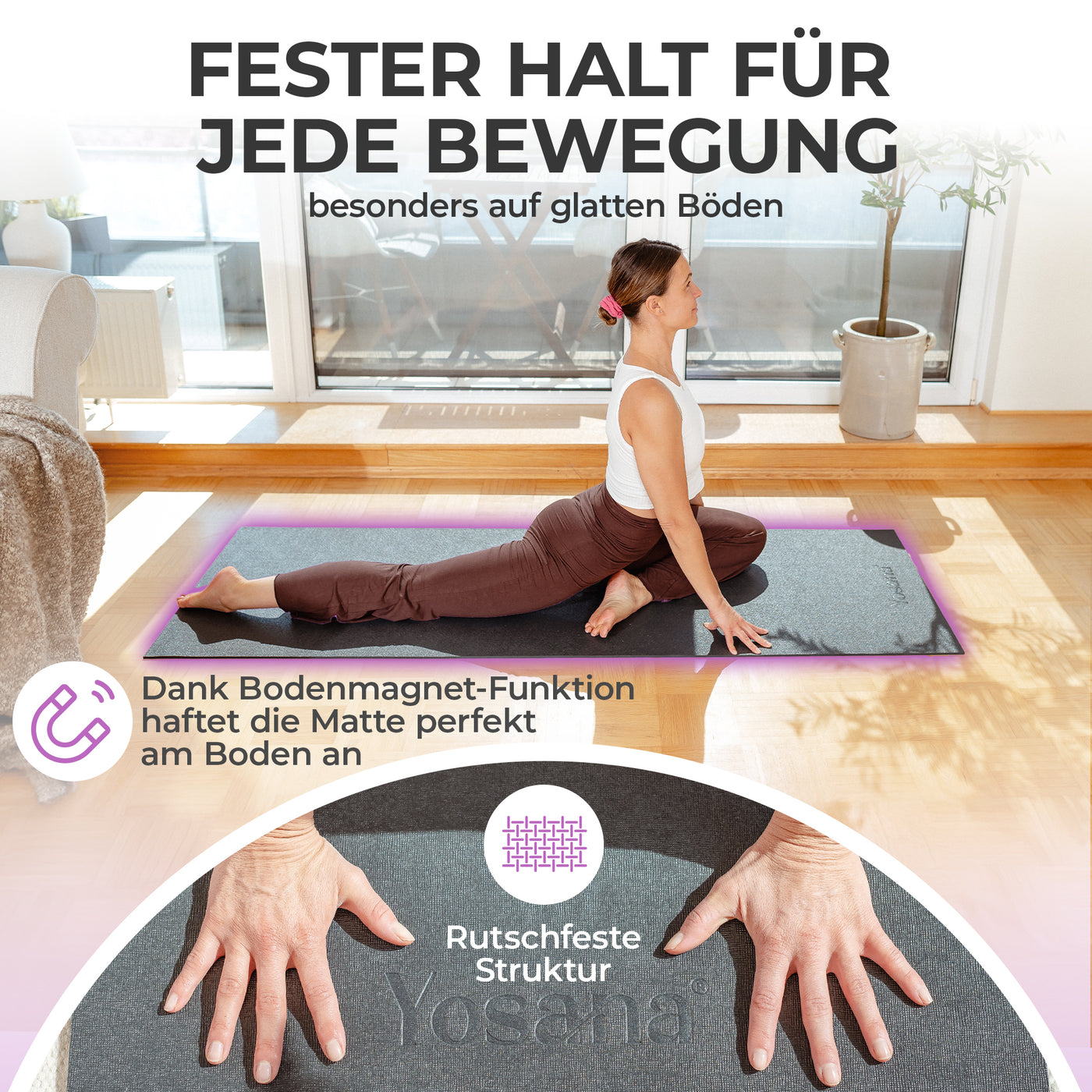 Yogamatte Eco Grip inkl. Tragetasche - Grau