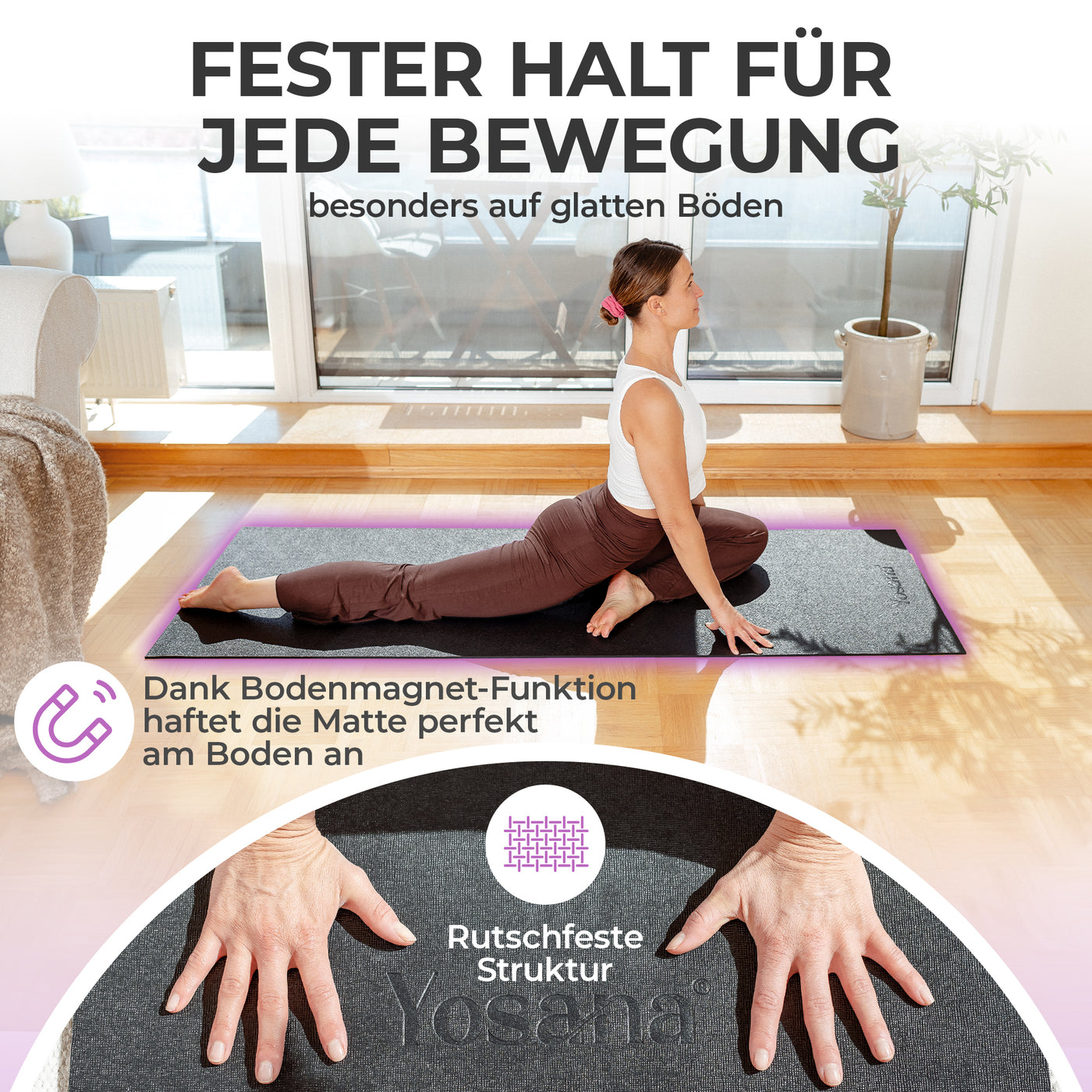 Yogamatte Eco Grip inkl. Tragetasche - Anthrazit