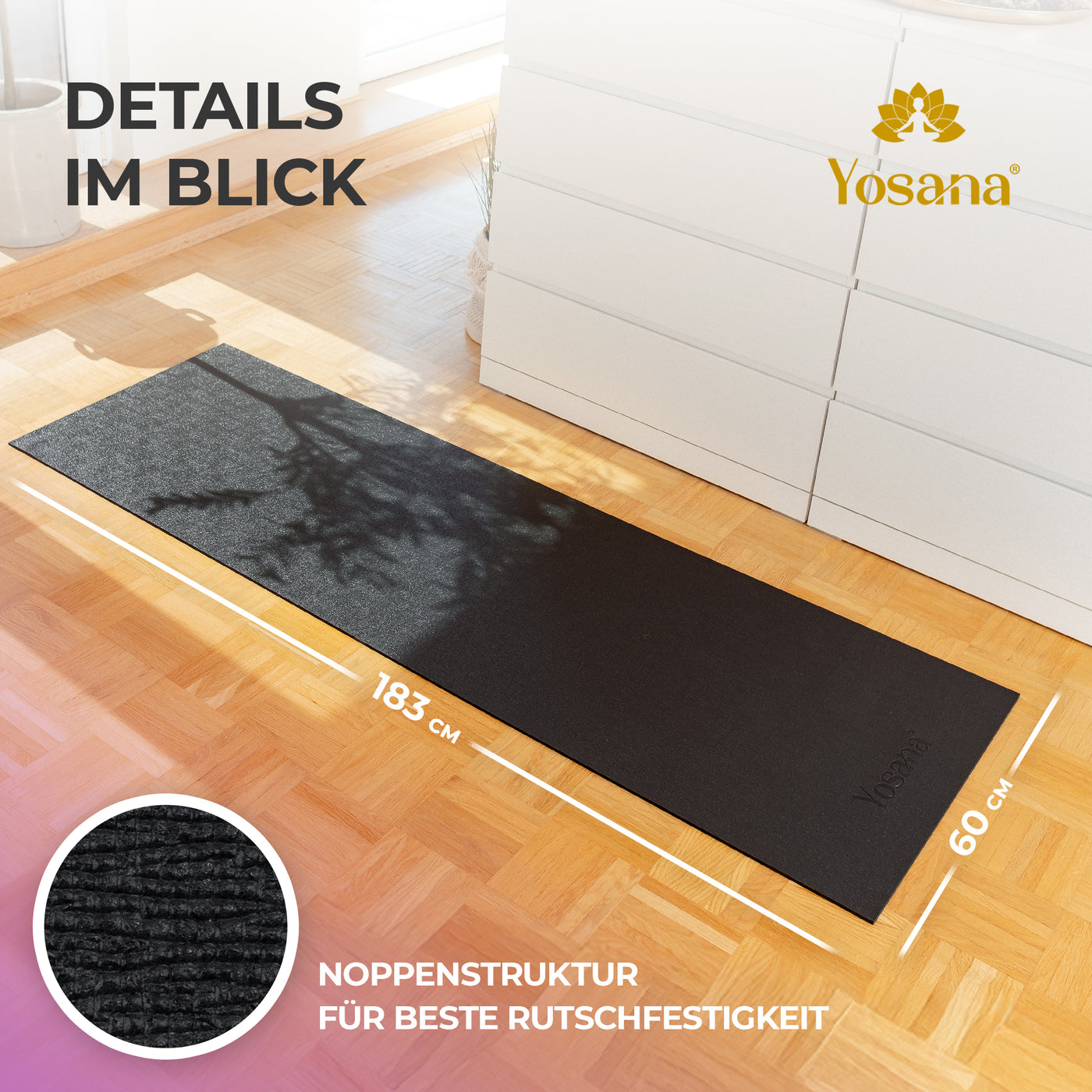 Yogamatte Eco Grip inkl. Tragetasche - Anthrazit