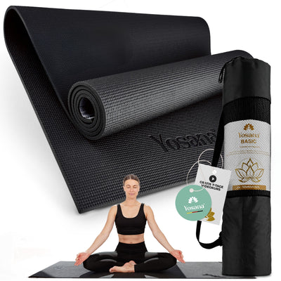 Yogamatte, Pilatesmatte, Gymnastikmatte, Sportmatte, Turn- und Fitnessmatte (schwarz)