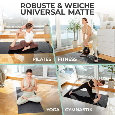 Yogamatte, Pilatesmatte, Gymnastikmatte, Sportmatte, Turn- und Fitnessmatte (schwarz)