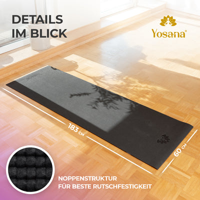 Yogamatte, Pilatesmatte, Gymnastikmatte, Sportmatte, Turn- und Fitnessmatte (schwarz)