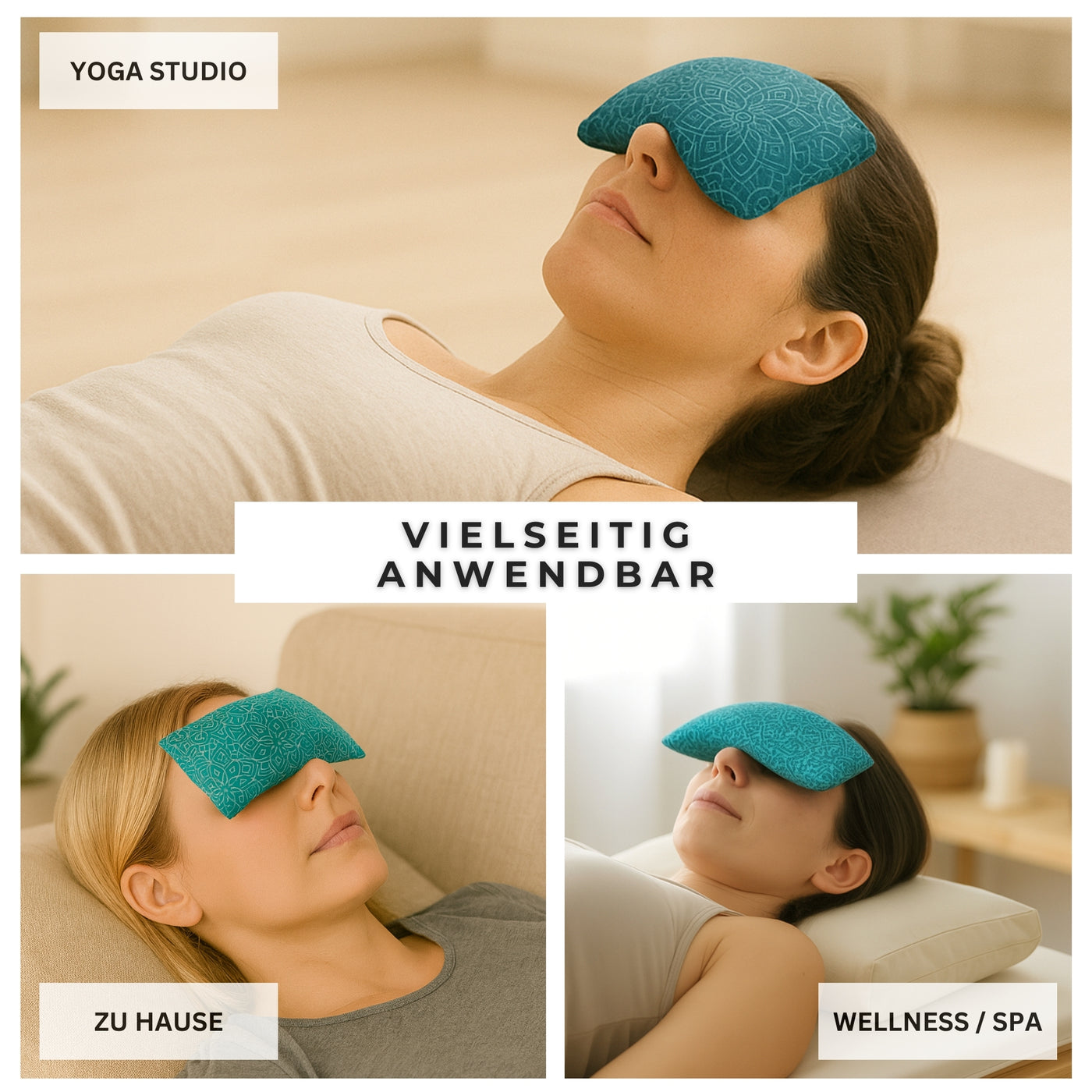 Yoga Augenkissen mit Leinsamen & Lavendel Füllung - Farbe Petrol - YOSANA