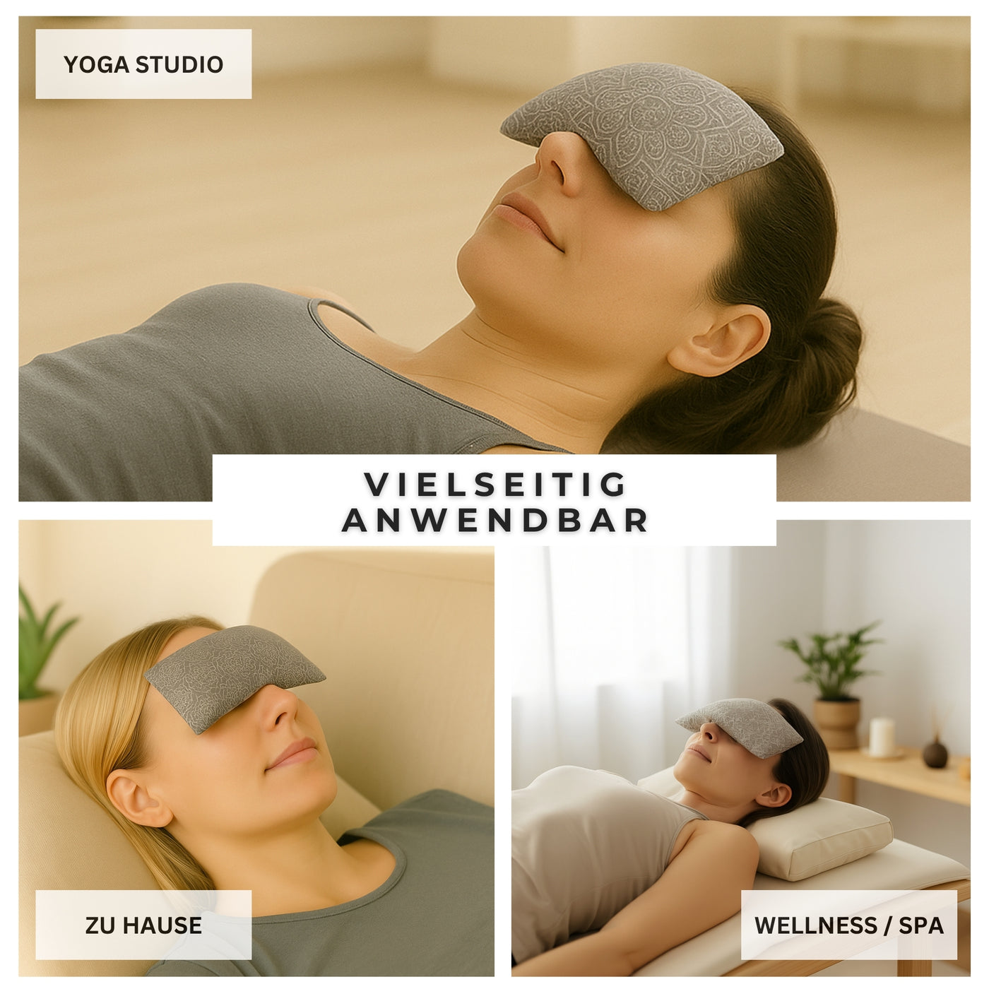 Yoga Augenkissen mit Leinsamen & Lavendel Füllung - Farbe Schiefergrau - YOSANA
