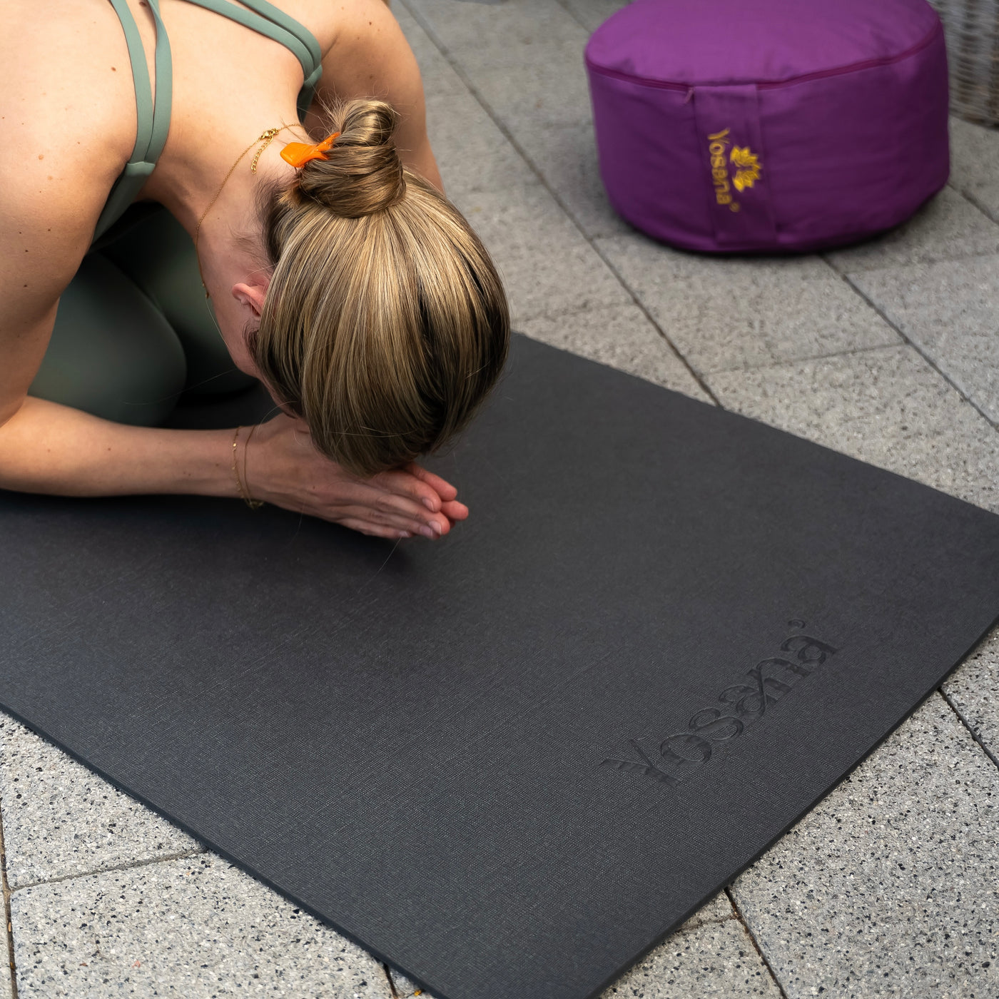 Yogamatte Eco Grip inkl. Tragetasche - Grau - YOSANA