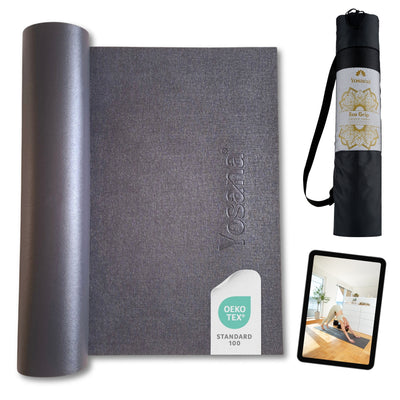 Yogamatte Eco Grip inkl. Tragetasche - Grau - YOSANA
