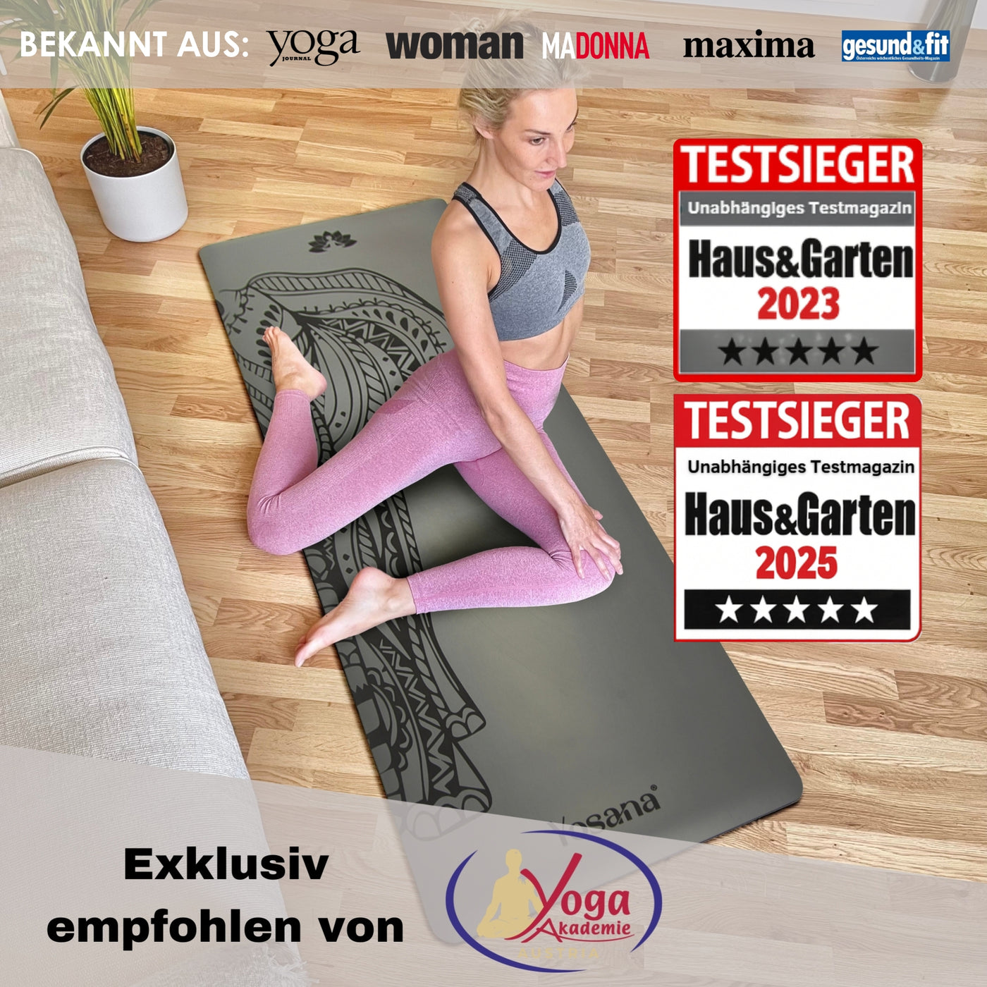Yoga Aktionsset 4-teilig, Studioline Ultragrip "Elefant Grau"