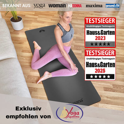 Yogamatte Studioline Ultra-Grip "Grau" inkl. Tragegurt