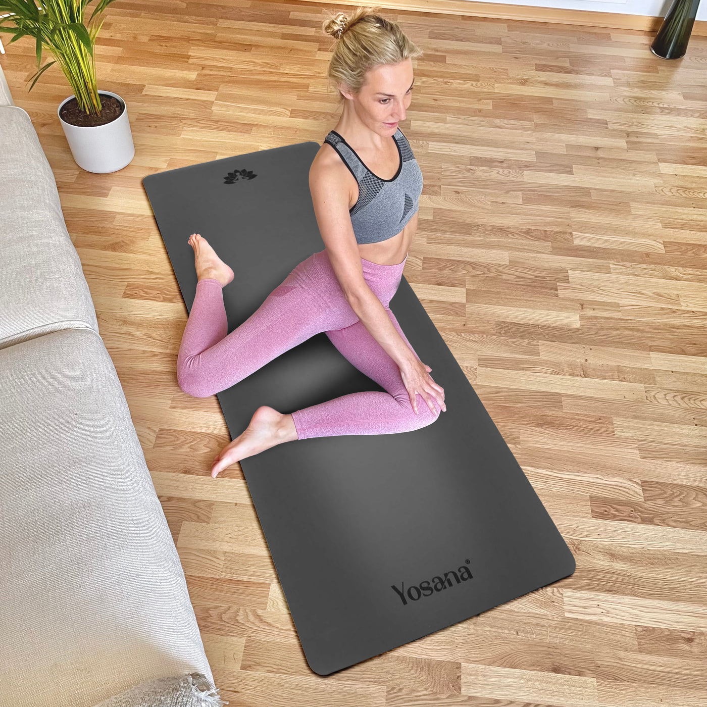 Yogamatte Studioline Ultra-Grip "Grau" inkl. Tragegurt