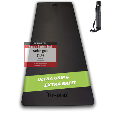 Yogamatte Studioline Ultra-Grip "Schwarz" inkl. Tragegurt - YOSANA