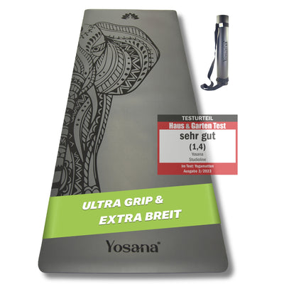 Yogamatte Studioline Ultra-Grip "Grau Elefant" inkl. Tragegurt - YOSANA