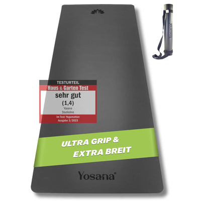 Yogamatte Studioline Ultra-Grip "Grau" inkl. Tragegurt - YOSANA