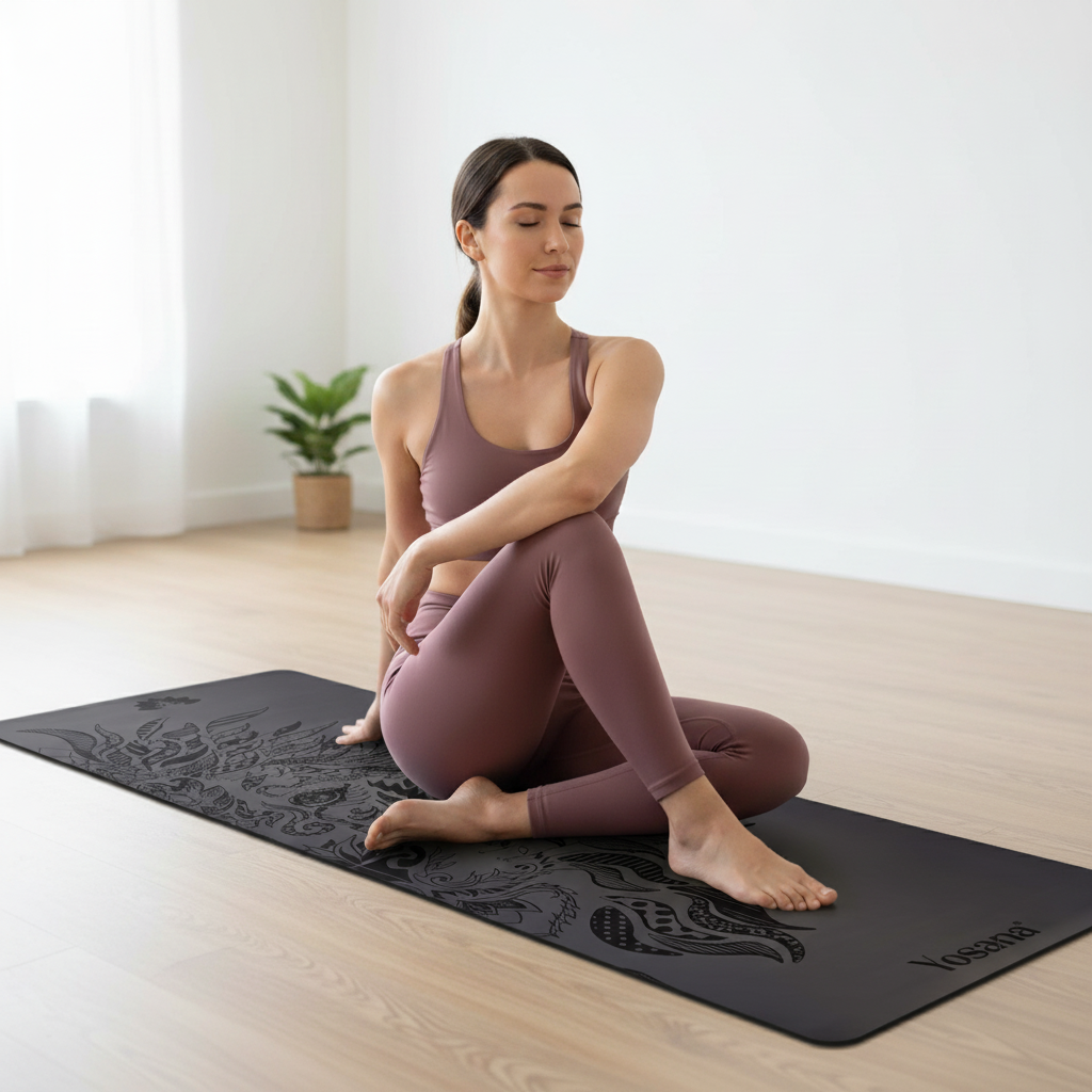 Yogamatte Studioline Ultra-Grip "Black Lion" inkl. Tragegurt