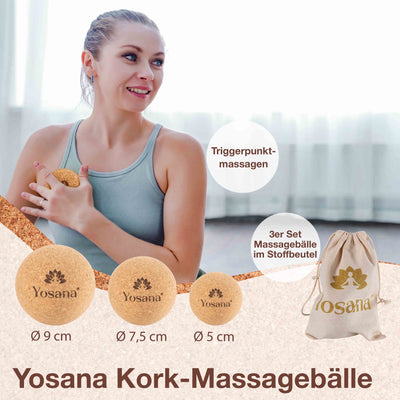 Triggerpunkt Massageball Set (3 Stück), 5cm /  7,5cm  /   9cm - YOSANA